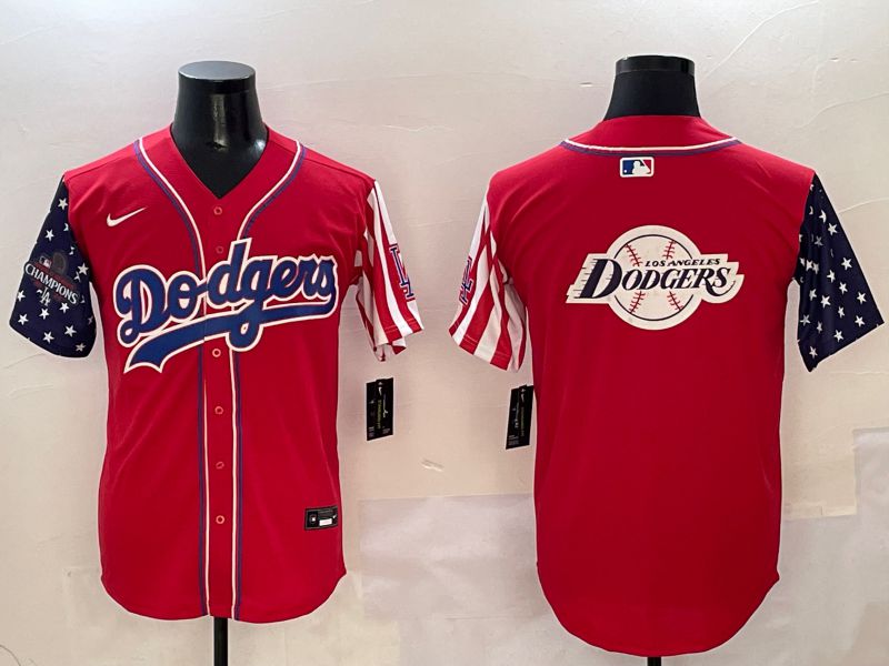 Men Los Angeles Dodgers Blank Red a generation of national flags Joint name 2025 Nike MLB Jersey style 34